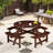 Durable 8-person Metal Wood Patio Dining Set, Rustic Round Design For Garden