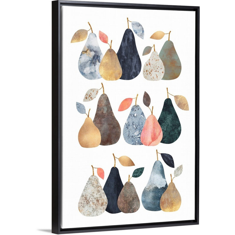 Poires - reproduction d'art sur toile, H 31,7 po x l 21,7 po x P 1,75 po, Cadre flottant noir