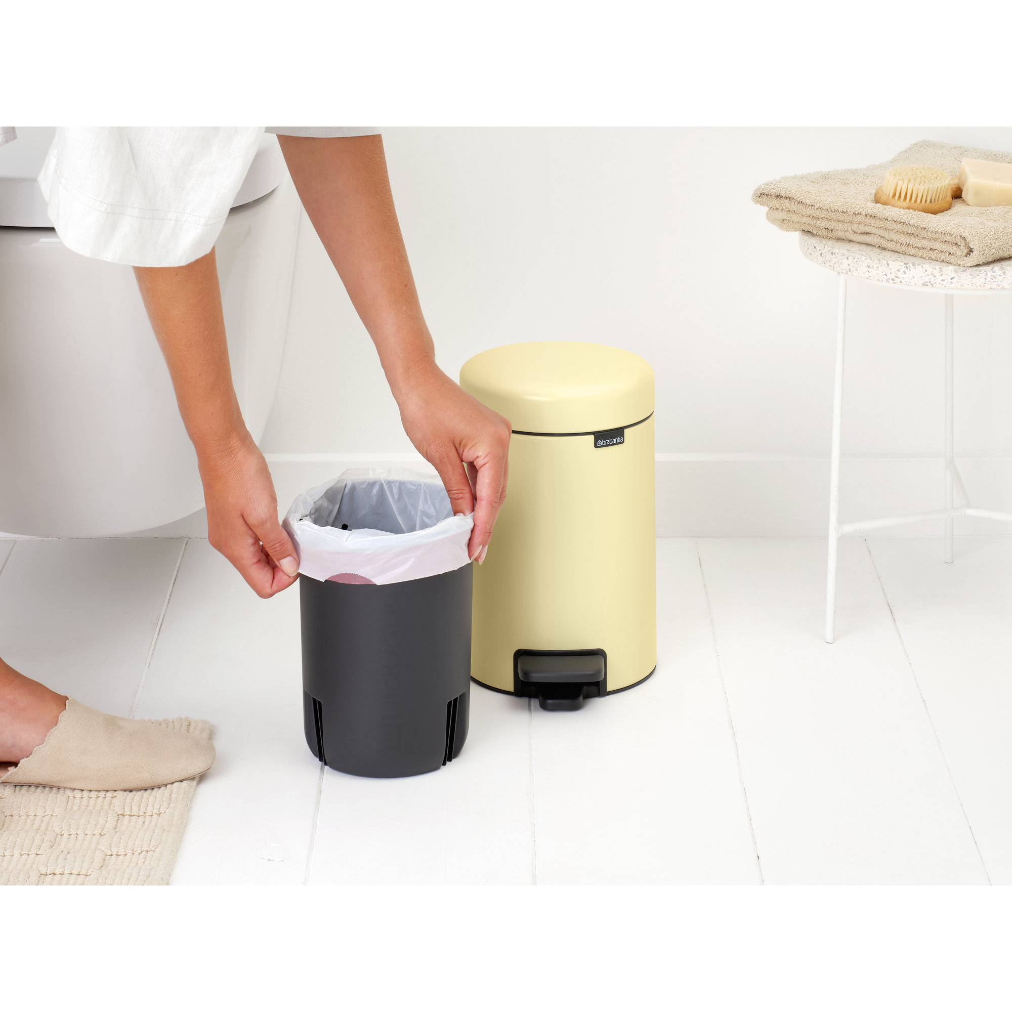 Brabantia NewIcon Step On Trash Can, 0.8 Gallon (3 Liter), Mellow Yellow