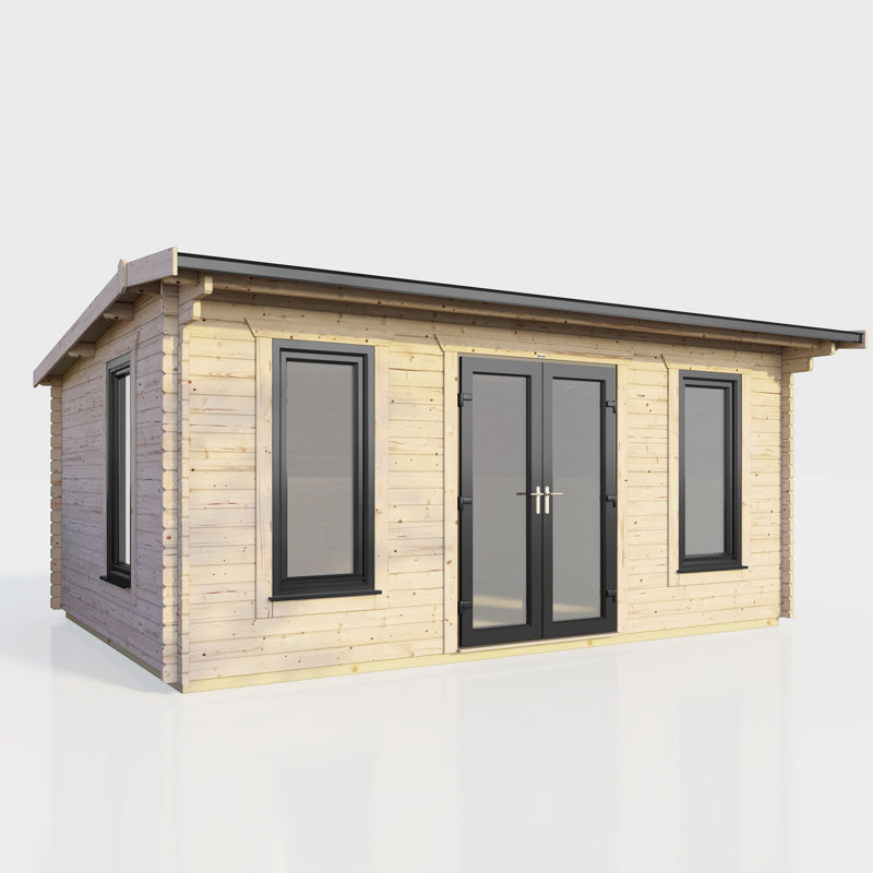 Powersheds 18 x 10ft Apex Log Cabin, Doors Central - 44mm