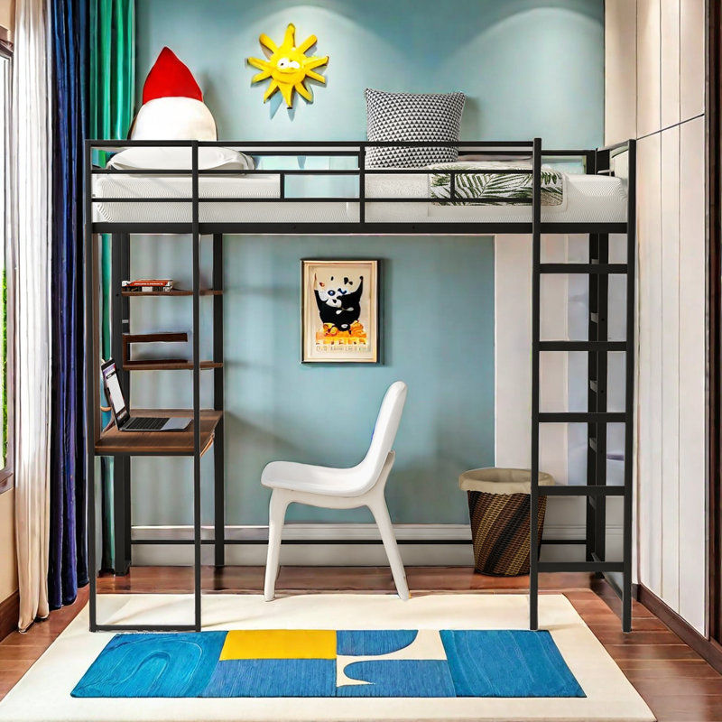 Lit mezzanine pour enfant Deiondre, Noir