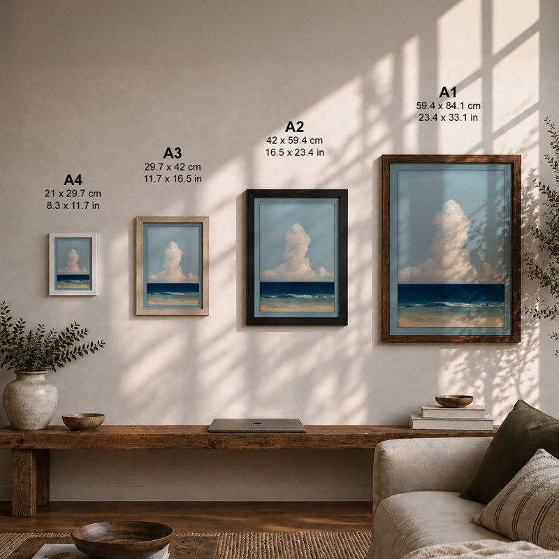 Cloud Above Sand Coastal - Framed Print, A1 - 84.1 x 59.4 cm, Black