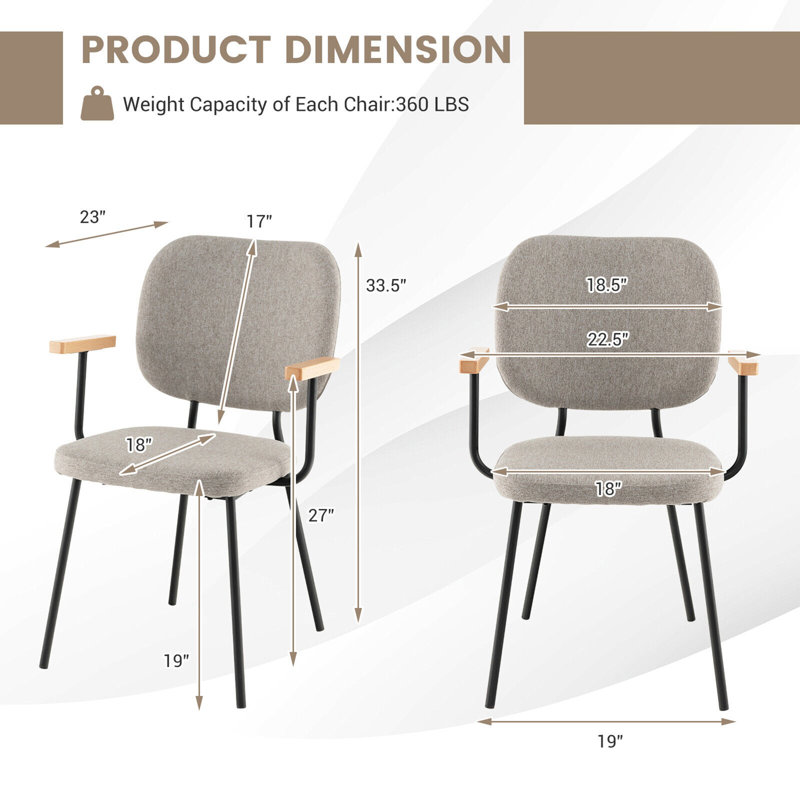 Chaise avec accoudoirs en métal Kianie, Gris