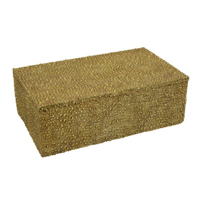 Suzie Decorative Box with Lid and Storage, Gold Textured Resin 12 Inch