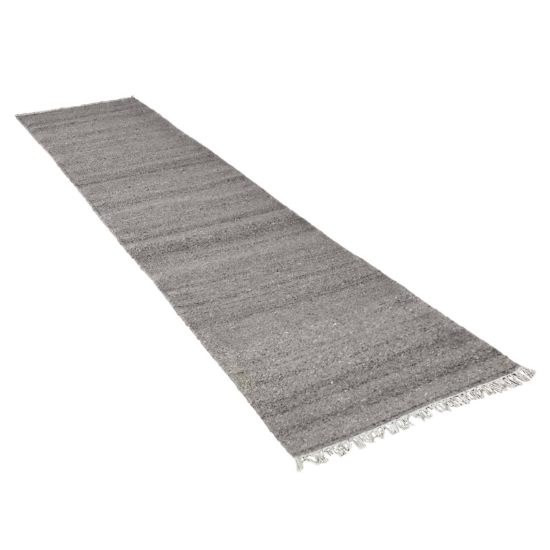 Hand Woven Flat Weave Skittles Kilim Solid Beige Cotton & Polyester Runner Indoor Area Rugs, Runner 2'6" x 8'