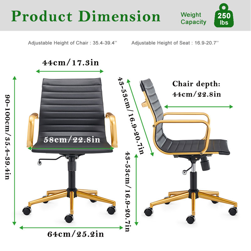 Rogalski Task Chair, Black, Gold