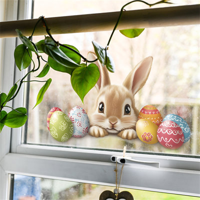 Easter Bunny Easter Glass Sticker Electrostatic Sticker Double-sided Visible Window Decoration