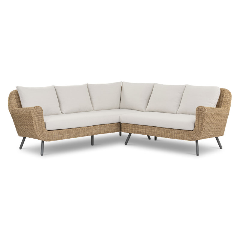 Canapé modulaire d'extérieur 90,5 po Elba avec osier tissé à la main toutes saisons