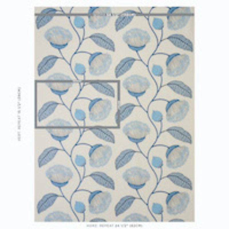 Celinda Embroidery Fabric, Blue/ Medium Blue/ White