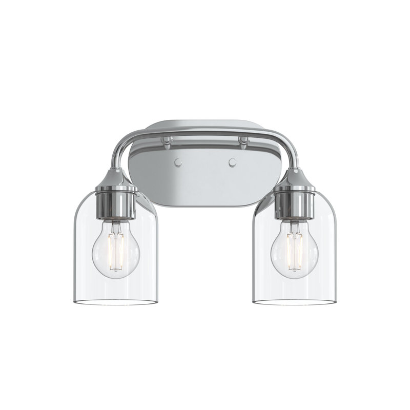 Ilia 2-Light Polished Chrome Bath Vanity with Clear Glass Shades, Polished Chrome, 2