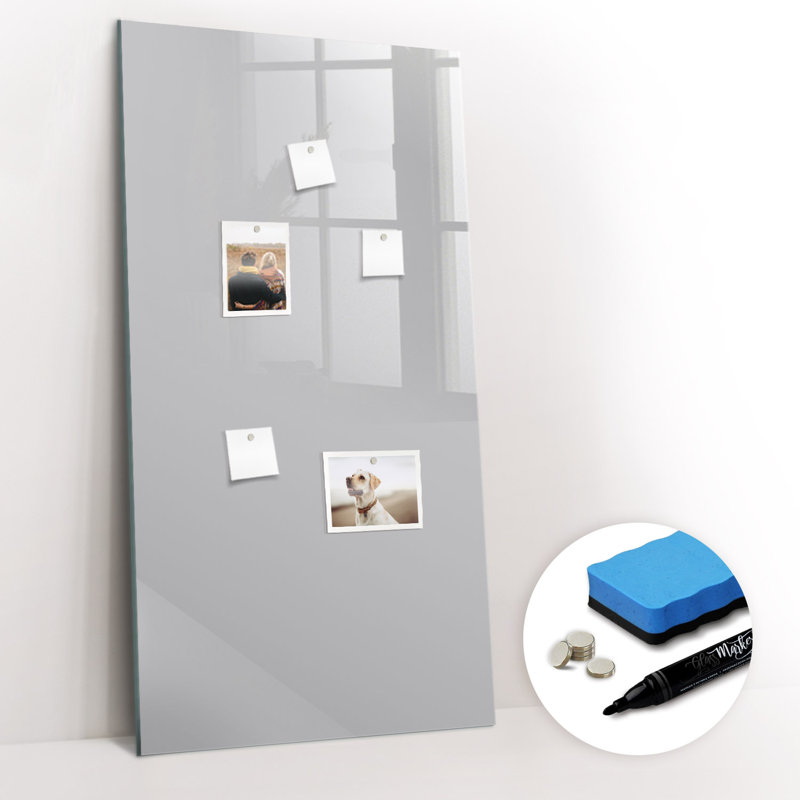 Magnetic Glass Dry Erase Board, Light Grey