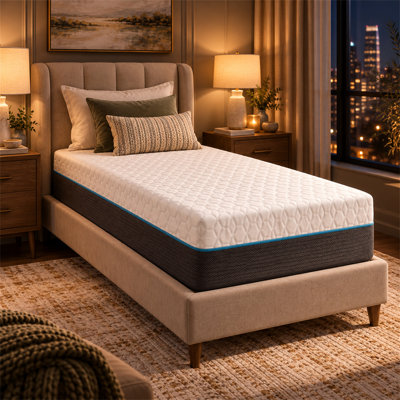 Matelas en mousse viscoélastique rafraîchissante avec housse à changement de phase LUMERIS Copper Lux