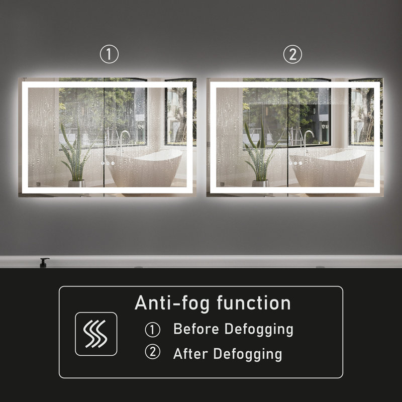 Rectangular Frameless LED Bathroom Vanity Mirror, 24" x 36"