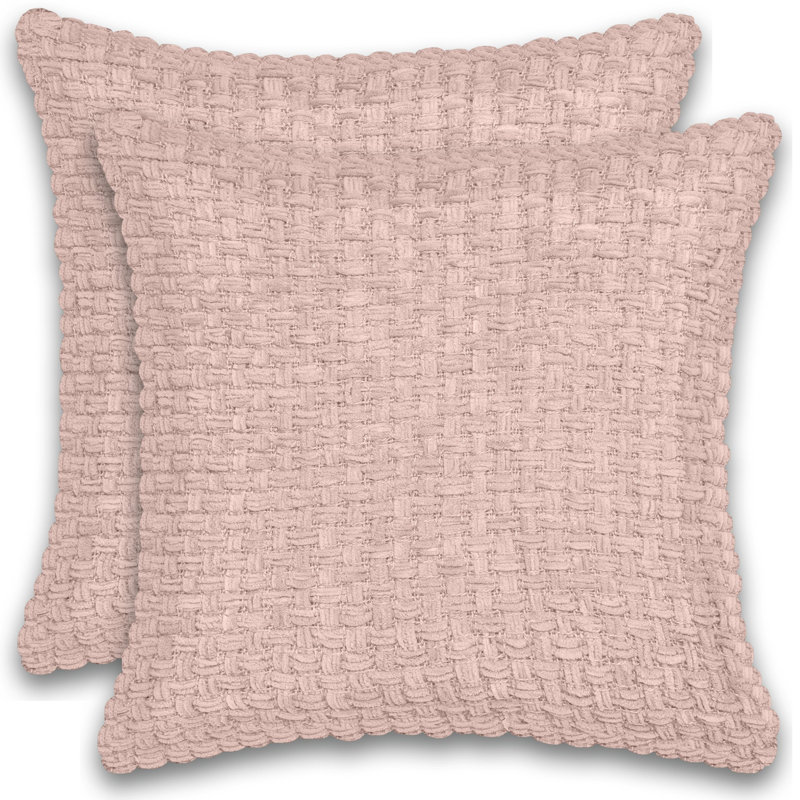Ensemble de 2 coussins décoratifs en tricot de chenille en tricot de chenille Gracie Oaks (18 x 18), Rosé