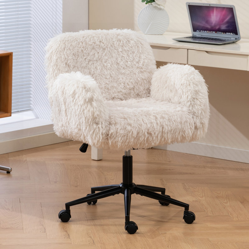 Chaise de bureau Criss Cross, Fausse fourrure beige