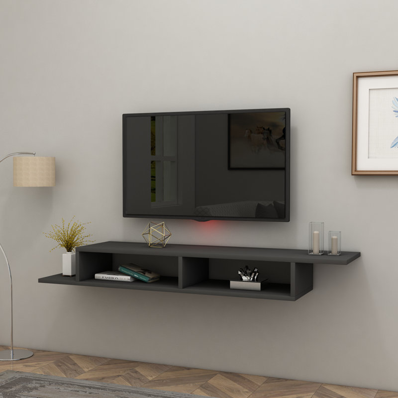 Floating TV Stand With Shelves Linet, Anthracite