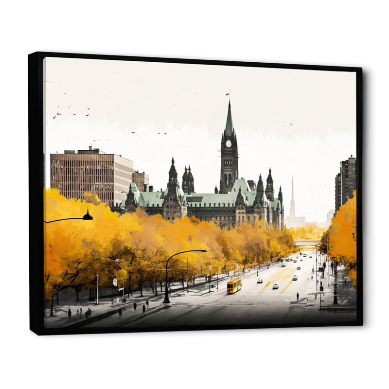 Ottawa in the Fall II - reproduction sur toile, H 30 po x l 40 po x P 1,5 po, Toile avec cadre flottant noir