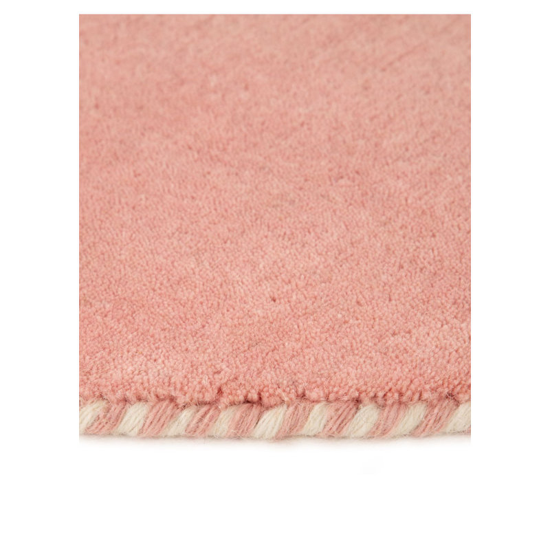 Solid Colour Wool Hand Woven Area Rug, Around 120cm, Antique pink and pink
