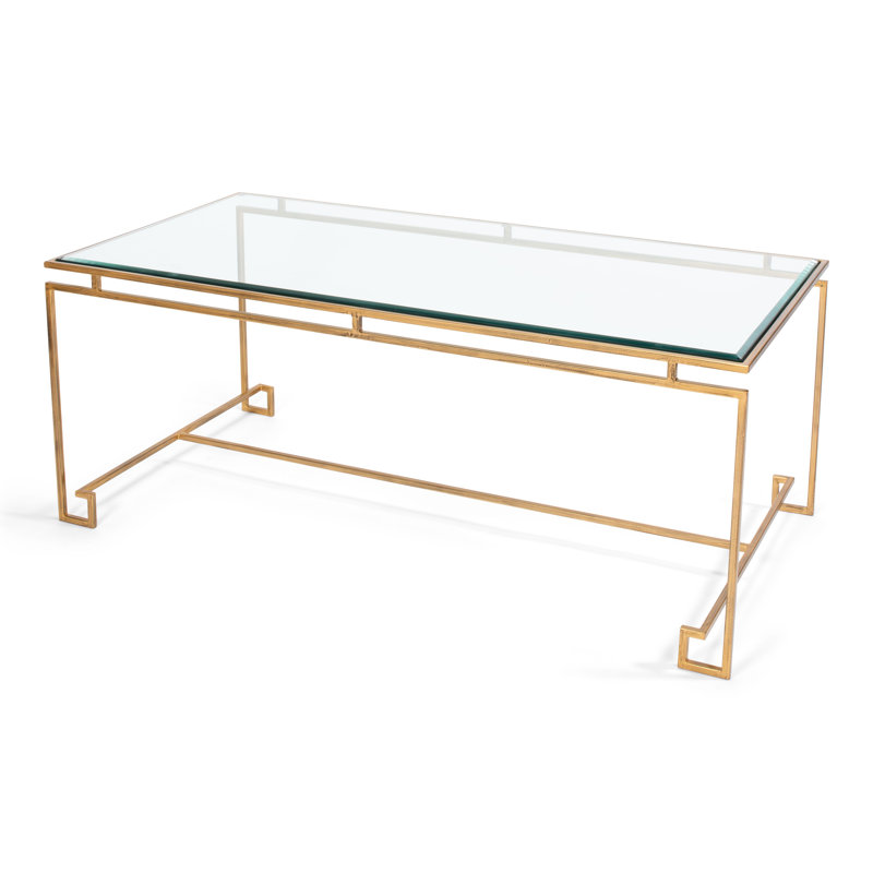 Parallel Sled 48'' Gold Metal and Glass Rectangular Coffee Table