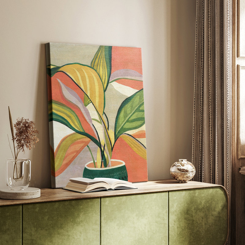 Oiseau de paradis en pot - galerie Cavas sur mesure, H 12 po x l 8 po