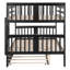 Lit superposé double au-dessus de double avec gigogne simple et échelle - lit pour enfant espresso, bois massif, mobilier de chambre peu encombrant