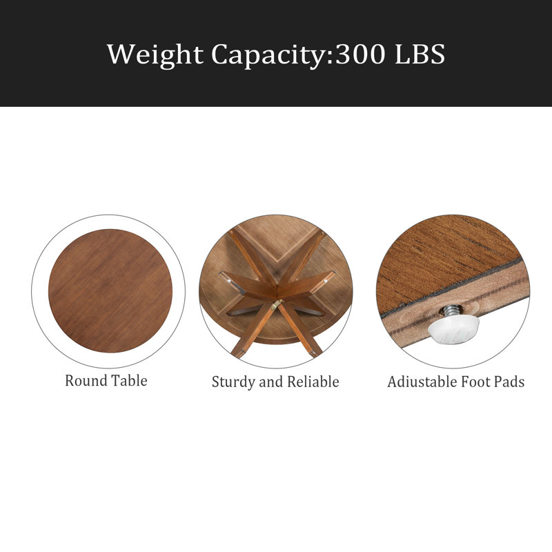 Round Dining Table Modern Farmhouse Kitchen Table, Cherry