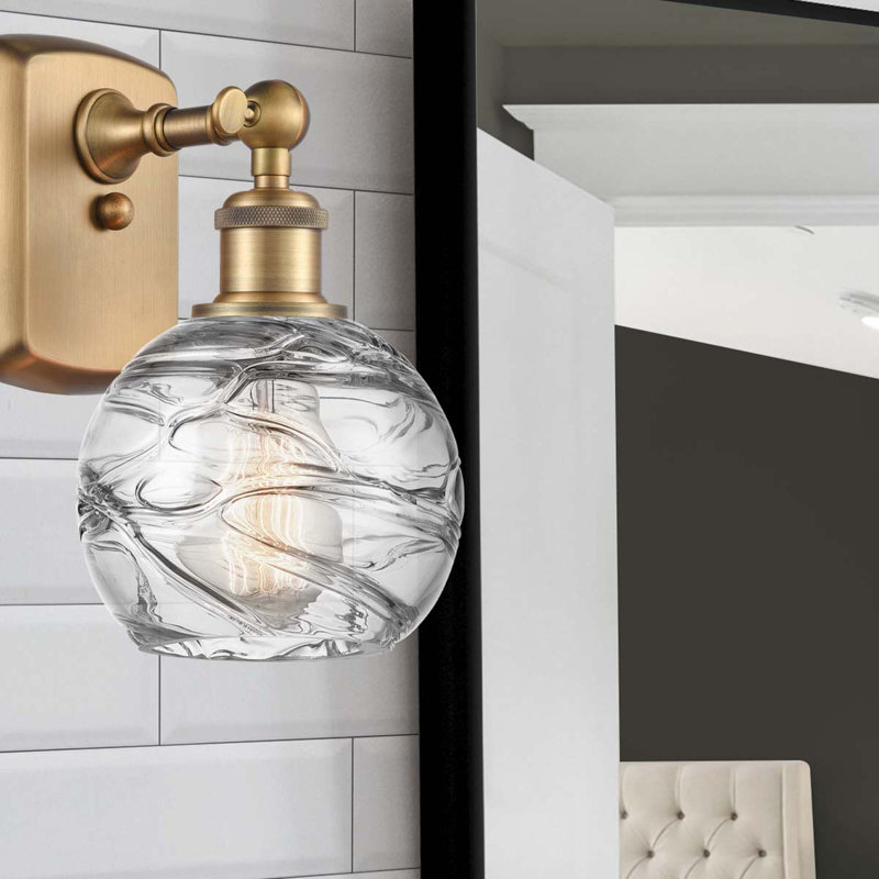 Amira Armed Sconce, 60 Watt Vintage Incandescent Bulb, Brushed Brass