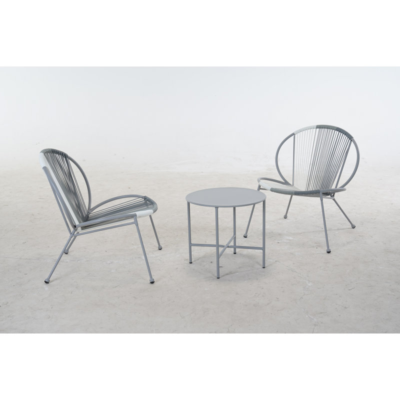 Patio Furniture Set 3 Pieces, Shell Shape Garden Bistro Set, Gray