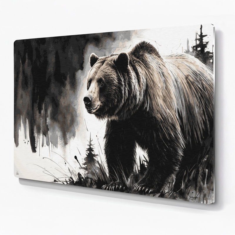 Faune, grizzly noir, art mural en métal, H 11 po x l 14 po