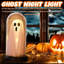 Décoration d'Halloween fantôme - fantôme illuminé dans une cloche en verre avec base, jolie décoration d'Halloween pour table, tablette, foyer - Spooky Room Decor