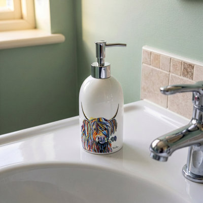 Steven Brown Ceramic Soap Dispenser with Colourful Cow Design - Lizzie McCoo