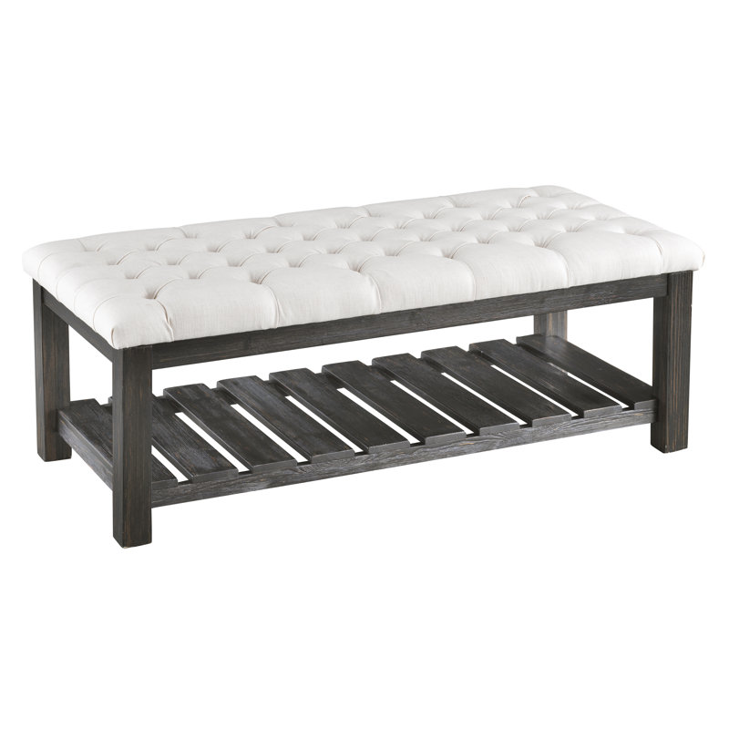 Banc de rangement Kirt, Noir, Blanc