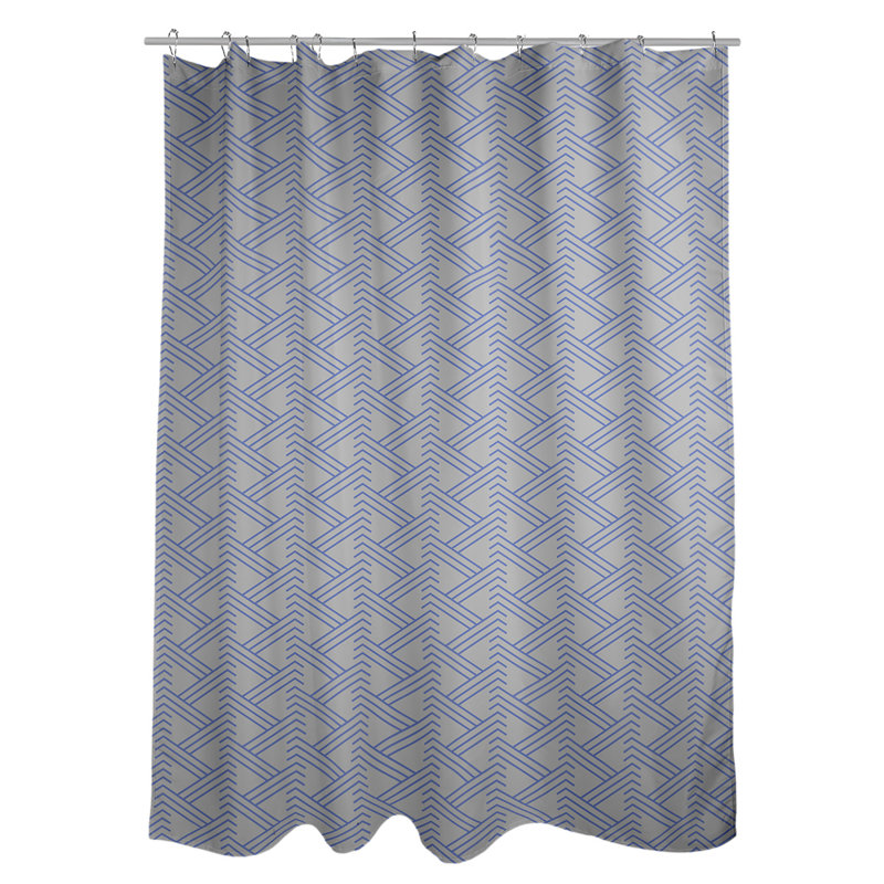 Geometric Shower Curtain with Liner Included, Grey/Blue
