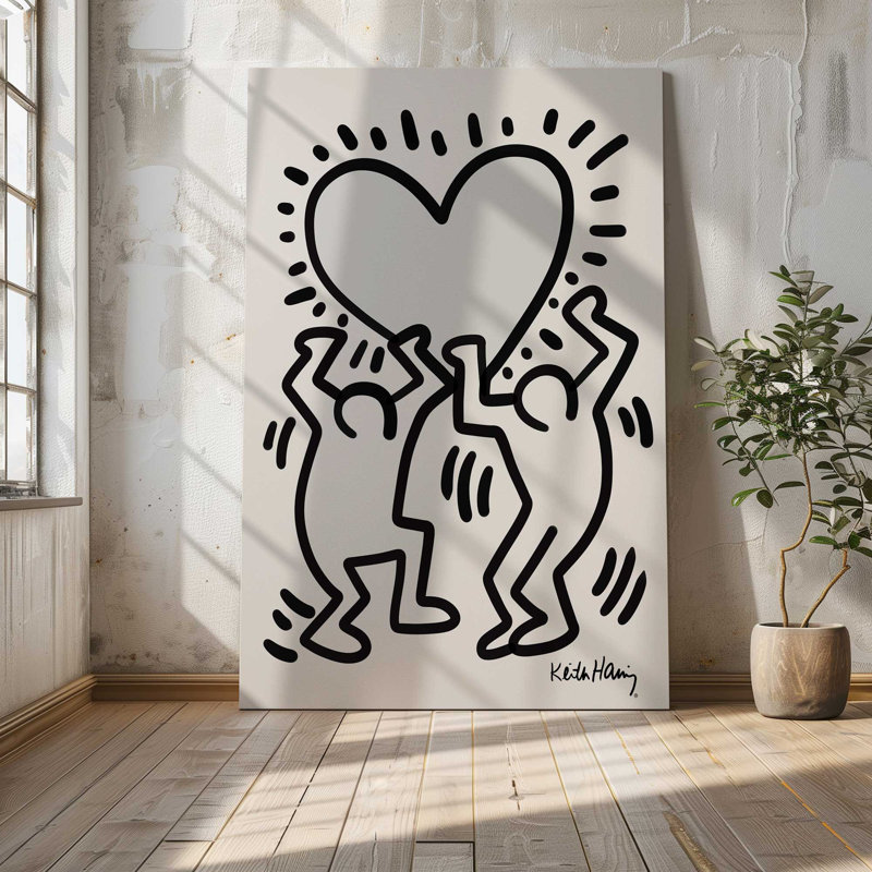 «Keith Haring Heart», grande impression sur toile, H 72 po x l 48 po