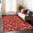 Machine Washable Indoor/Outdoor Snowflake Ho Ho Ho Xhevrie Red Rug-1329937393