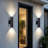 Black Cylinder Outdoor Wall Light Waterproof Aluminum - 4 Pack-74015006