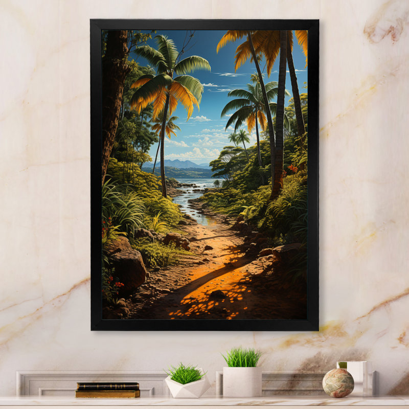 Dominicain Palmeraie paradis - impression, Cadre photo noir, H 44 po x l 34 po x P 1,5 po