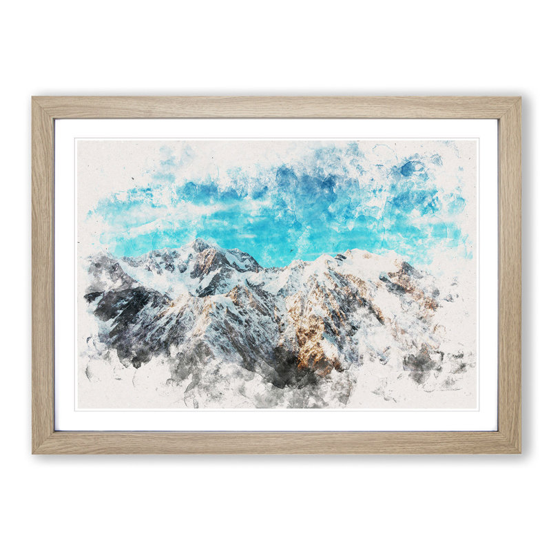 Mountains in New Zealand - Framed Print, 45cm H x 63cm W x 2cm D, Oak Framed