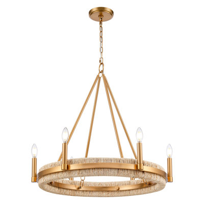  Manila Chandelier in  Brass with Natural Corn Leaf