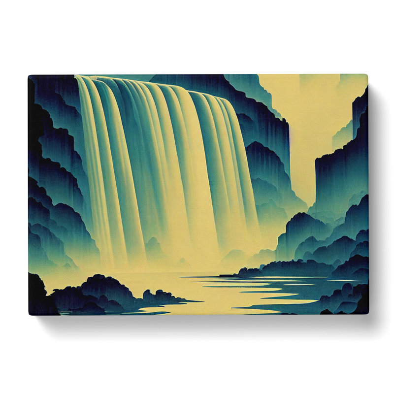 River Waterfall Art Deco Vol.3 - Wrapped Canvas, 40cm H x 60cm W x 3cm D