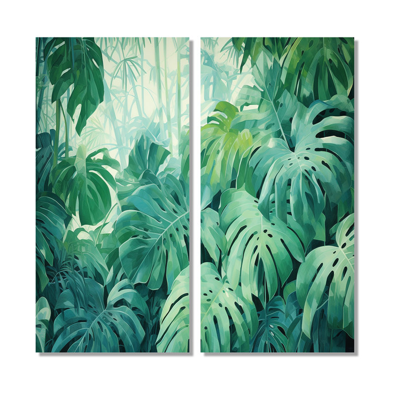 Jade Jungle jungle épaisse de palmiers III - décoration murale traditionnelle verte, 40" H x 40" W, Wrapped Canvas