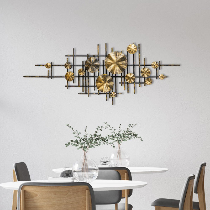 Accessoire mural décoratif en métal peint à la main, 44,5 po x 2,8 po x 17,3 po | 100% métal, épaisseur: 0,03 pouce | Variations de couleurs uniques, parfaites pour la décoration intérieure et l'esthétique moderne, design durable et accrocheur