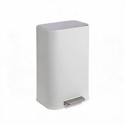 Slim Rectangular Stainless Steel Step Trash Can for Kitchen - Soft-Close Lid, Foot Pedal, Removable Inner Bucket - 8 Gallon/30L - 30L White 36.5*29.3*60.9cm
