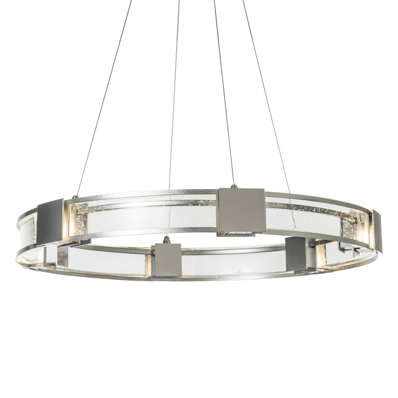 Aura Glass Ring Chandelier, Sterling, Seeded Clear Glass