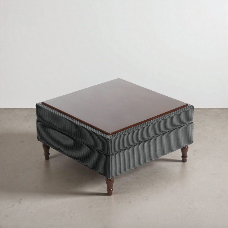31.98cm Wide Tufted Rectangle Solid Colour Ottoman with Storage, Grey