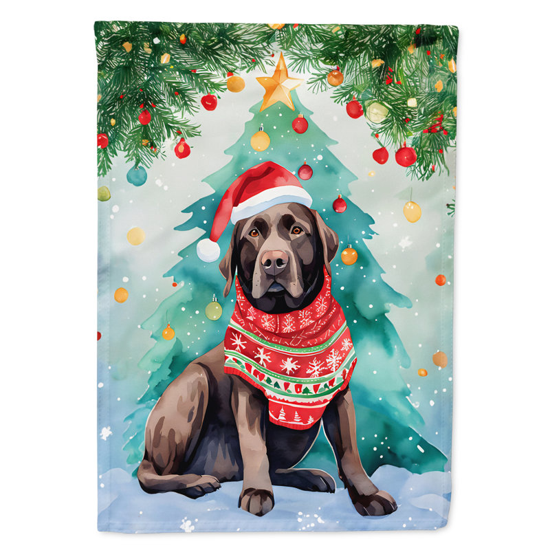 Drapeau de Noël chocolat Labrador Retriever, H 40 po x l 28 po