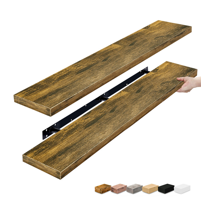 Sorbus Floating Shelves for Wall - 55 Inch Extra-Long Bathroom Shelves, Wall Decor for Bedroom, Kitchen, Living Room, Book Storage - Mounted Floating Shelf with Hidden Brackets (Brown, 2 Pack)