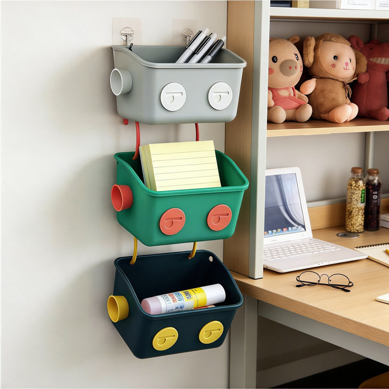 Serviteur de douche mural en forme de robot, ensemble de rangement pour jouets de salle de bain avec crochets sans perçage, panier de suspension multicouche pour salle de bain et cuisine