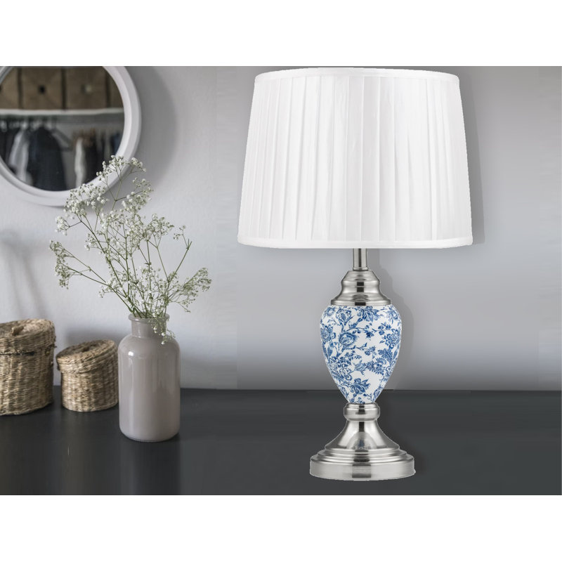 Pulcherie 44Cm White/Blue Table Lamp, Silver