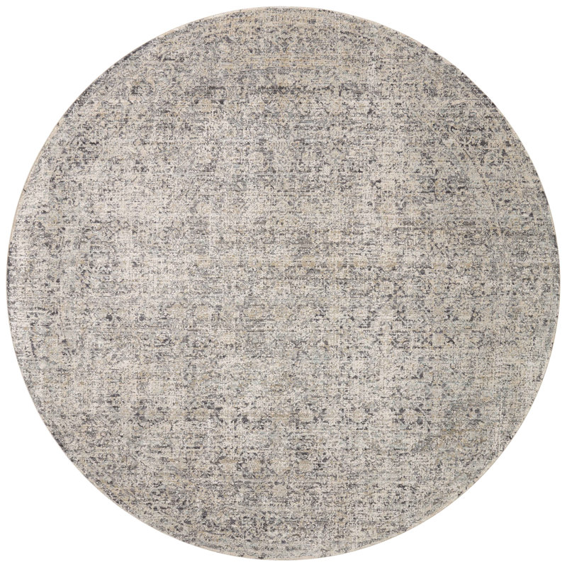 Stone and Mist Round Wool and Synthetic Area Rug